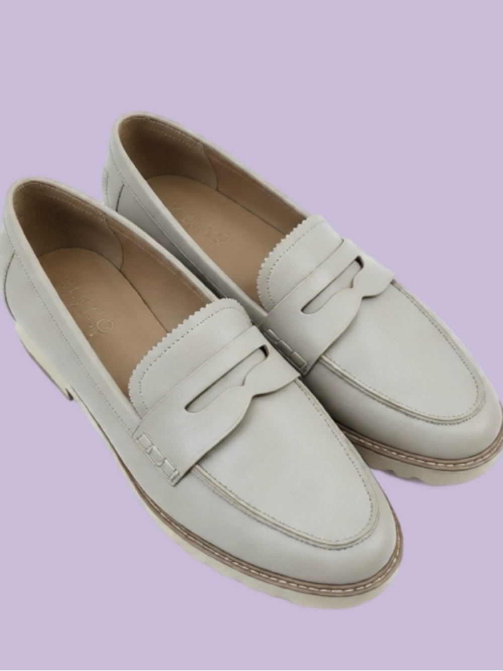 Women's Classic Penny Loafers in Light Beige